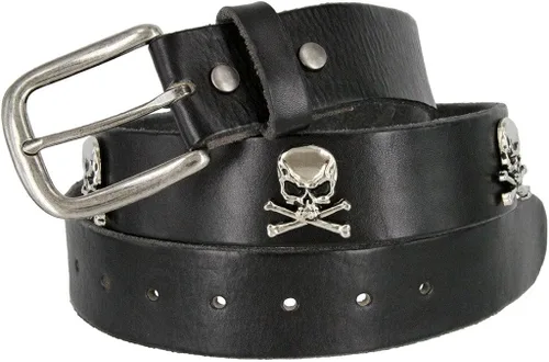 Vista 2 de Pirata Cráneo Crossbone Concho Full Grain Casual Jean cinturón de piel
