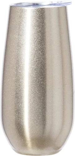 Vista 13 de OGGI Thermo Flute 'Celebrate Collection' - Vaso de copa de champán con aislamiento de acero inoxidable, grano de madera, 6 onzas, con tapa