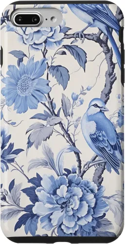 Vista 12 de Chinoiserie Floral Toile Blue and White Case for iPhone 16