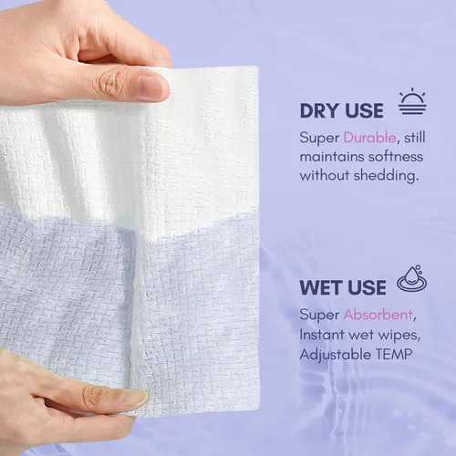 Vista 2 de PoeticEHome Toalla facial desechable Gruesa y absorbente Tejido facial limpio biodegradable Toallitas secas de algodón para limpieza facial