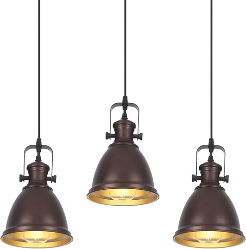 Vista 10 de Paquete de 3 luces colgantes negras para isla de cocina, lámpara colgante vintage, 6.5 pulgadas, altura ajustable, iluminación colgante