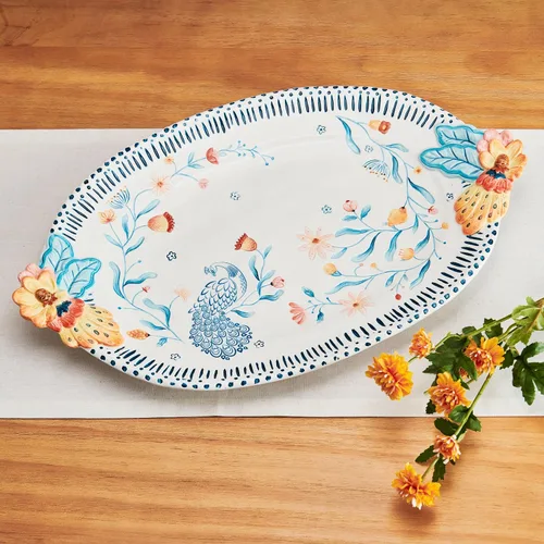 Vista 6 de Fitz and Floyd Gracie - Plato floral para servir, 19 pulgadas
