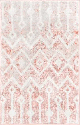 Vista 3 de Unique Loom Bohemian Trellis Collection - Alfombra rectangular de 2 x 3 pies 1 pulgada, color rosa polvoriento/marfil