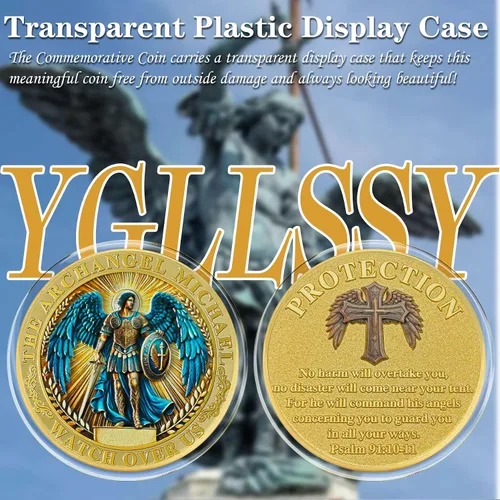 Vista 6 de Arcángel Miguel Christian Challenge Coin, moneda inspiradora cristiana de fichas cristianas, moneda de oración inspiradora de San Miguel Arcángel