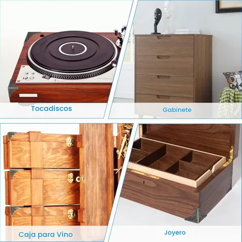 Vista 7 de SDTC Tech Paquete de 12 protectores de esquina de muebles de 1 x 1 pulgada, borde triangular de bronce antiguo, protector decorativo de esquina