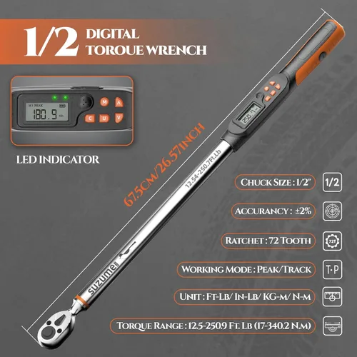 Vista 9 de SUZUME Llave dinamométrica digital de 1/2 unidad