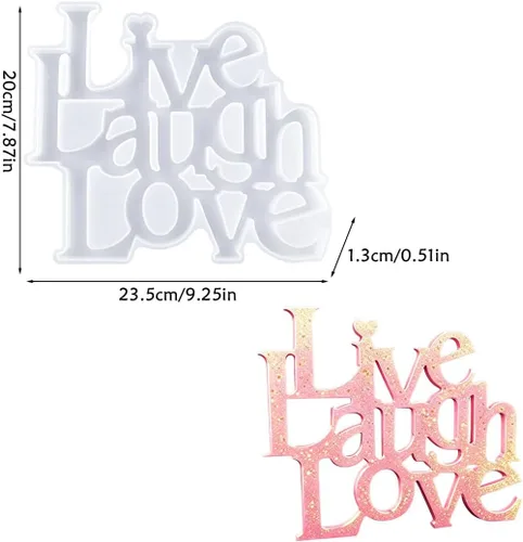 Vista 3 de Live Laugh Love - Molde de resina para letrero de palabras, moldes de silicona con eslogan de letras de cristal, molde de fundición epoxi