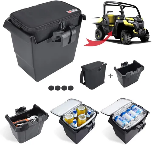 Vista 2 de Enfriador de almacenamiento debajo del asiento para Can Am Defender Defender Max 2016+ PP storage bin with insulated cooler, leak-resistant