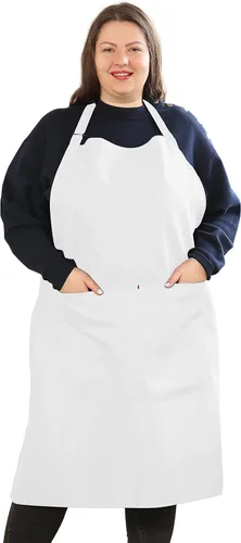 Vista 11 de Delantales de talla grande para mujer, con bolsillos, duradero, largo, ajustable, babero para cocina