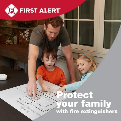 Vista 2 de First Alert Extintor de Incendios para Uso Doméstico y Comercial, Unidad Recargable de Conformidad de Alta Resistencia, Clasificación UL 2-A:10-B:C