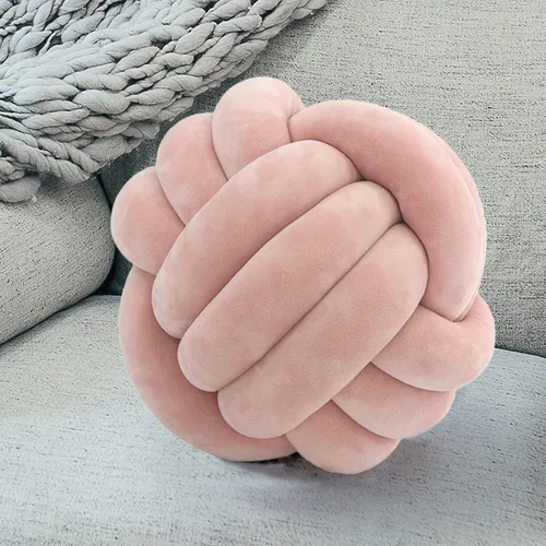 Vista 8 de Almohada de nudo, almohada redonda de nudo suave, cojín decorativo hecho a mano para automóvil, cama, sofá, sillones, sala de estar, decoración