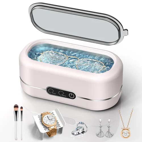 Vista 11 de Limpiador ultrasónico de joyas, limpiador de joyas mejorado Máquina ultraónica de 48 KHz para todas las joyas, anteojos, correa de relojes, Azul