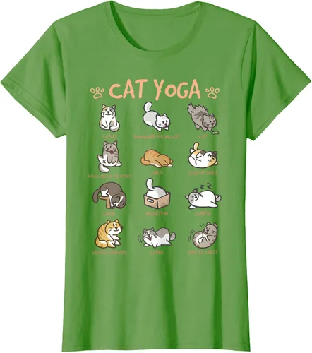 Vista 4 de Cat Yoga Poses Cats Practicing Mindfulness Meditación Kitten - Camiseta, Negro, S