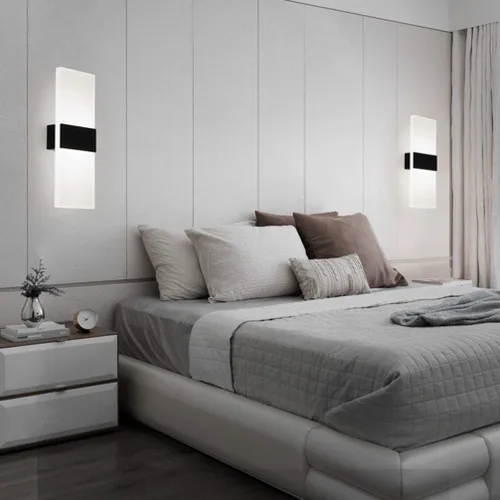 Vista 4 de Mobestech Lámpara de pared LED moderna de acrílico aplique de pared rectangular para dormitorio, sala de estar, escalera, hotel, pasillo, pasillo
