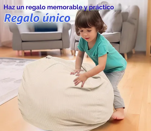 Vista 6 de Funda para silla de almacenamiento de puf de animales de peluche (sin relleno), suave, lavable, rellenable, extraíble, organizador de felpa de alta