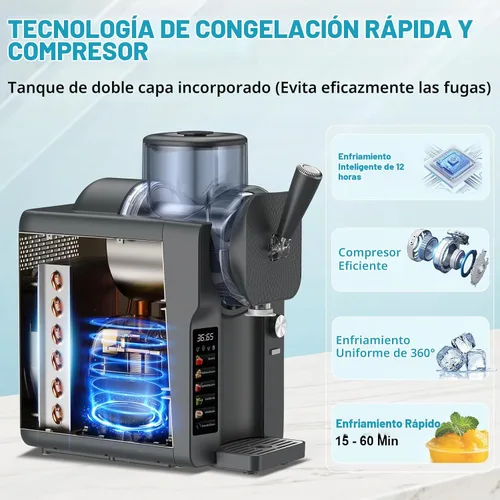 Vista 7 de Máquina para hacer helados y granizados de 70 onzas, 6 programas, grosor Gris