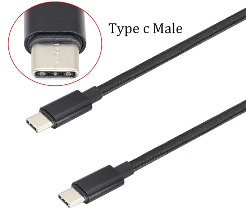 Vista 4 de Cable reversible doble tipo C USB C macho a USB C macho, cable trenzado de nailon premium con aislamiento recubierto de aislamiento, cable