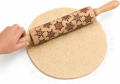Vista 6 de Mrs. Anderson's Baking Rodillo en relieve, diseño de cachemira, madera de haya europea