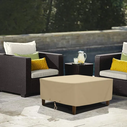 Vista 7 de SunPatio Funda otomana para exteriores, cubierta cuadrada impermeable resistente para mesa de café, cubierta de mesa auxiliar para muebles de patio