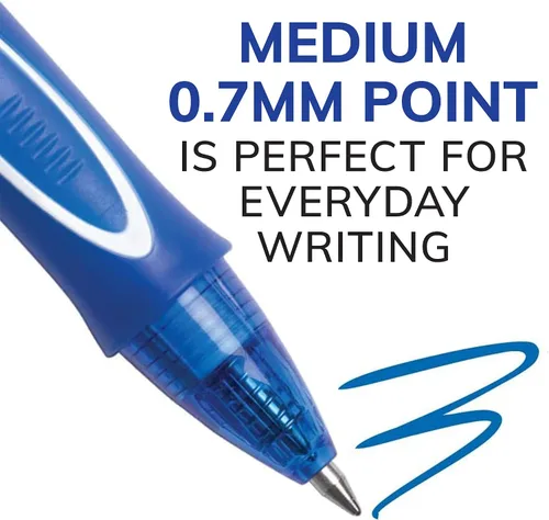 Vista 6 de BIC Gelocity - Bolígrafos de gel de secado rápido azul, punta media (0.7 mm - 1/32 pulgadas), paquete de 12 unidades, bolígrafos de gel retráctiles