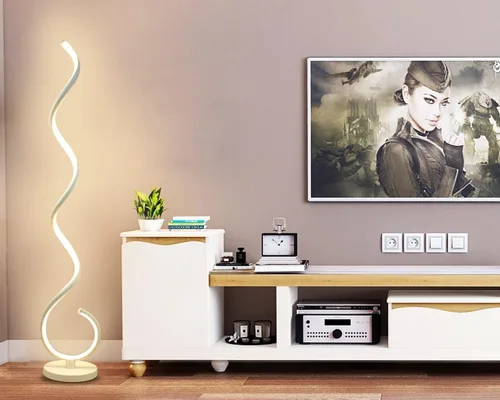 Vista 9 de Lámpara de Pie LED Espiral, 40W Lámparas de Pie Regulables para Sala de Estar con Control Remoto, Colores y Brillo Ajustables sin Escalones Lámpara