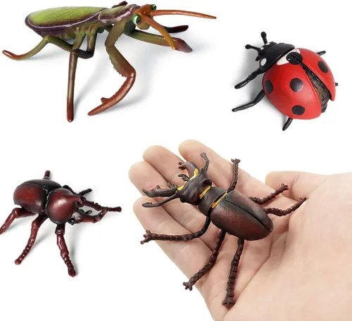 Vista 4 de 8 figuras realistas de insectos de plástico surtidas, caja de arena realista de 4 pulgadas, mariposa, abeja, mariquita, saltamontes, mantis, Uang