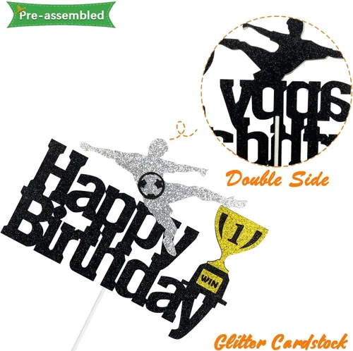Vista 2 de Decoración de pastel de cumpleaños de fútbol, temática de fútbol para niños y adultos, fiesta de cumpleaños