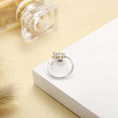 Vista 6 de PATISORNA Anillos giratorios de plata de ley 925 con girasol para mujeres y niñas anillo de ansiedad You are My Sunshine para aliviar el estrés
