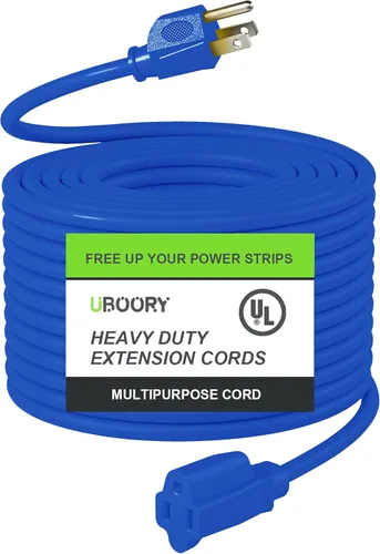 Vista 6 de Cable de extensión para exteriores impermeable de 50 pies, amarillo 12/3 SJTW resistente, cable de extensión flexible de 100% cobre de 3 clavijas