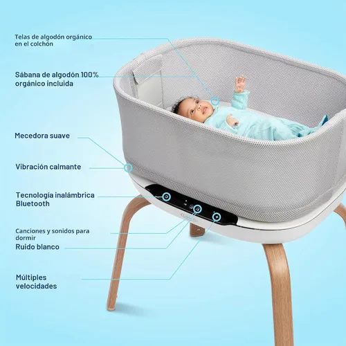 Vista 6 de Graco® SmartSense - Cuna calmante para bebé, cuna inteligente para recién nacido, detecta y responde automáticamente a los lloros del bebé