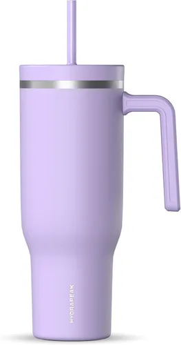 Vista 12 de Hydrapeak Voyager Vaso de 40 oz con Asa y Tapa con Pajita Botella de Agua Reutilizable de Acero Inoxidable Taza de Viaje Compatible con Portavasos