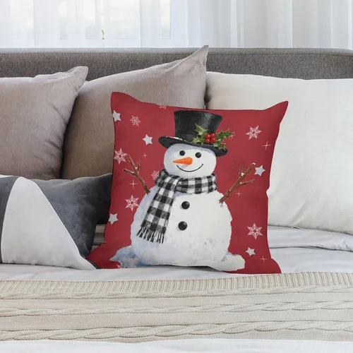 Vista 7 de Juego de 4 fundas de almohada decorativas de árbol de Navidad con estampado de ambos lados, 16 x 16 pulgadas, fundas de almohada de bosque