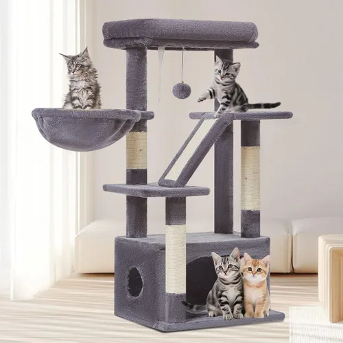 Vista 13 de Taoqimiao - Árbol para gatos, torre de 38.5 pulgadas para gatos de interior, adecuada para gatitos con lujoso condominio para gatos con cestas