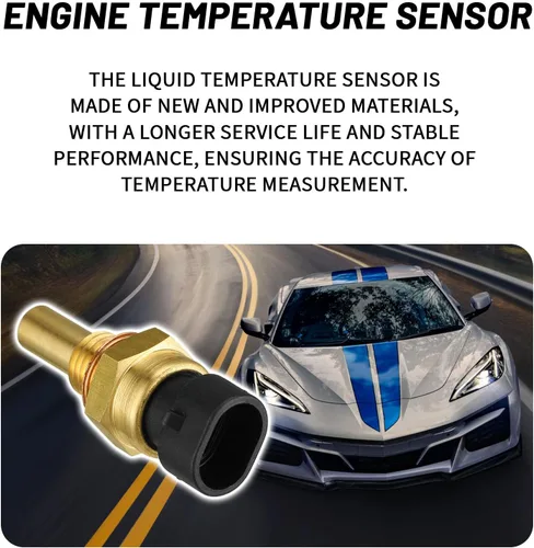 Vista 3 de 1 PC Sensor de temperatura del refrigerante del motor, Sensor de temperatura ECT Compatible con Chevy GMC Cadillac Buick, Reemplazo OEM#12608814