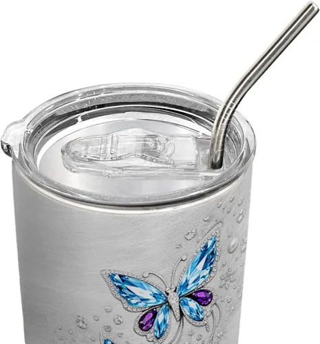 Vista 6 de 20oz Jewelry Butterfly Tumbler, Inspirational, Motivational Birthday Gifts for Butterfly Lovers, Coffee Tumbler for Women, Stainless Steel Double