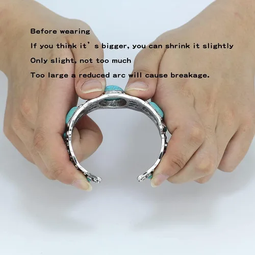 Vista 7 de Pulsera de turquesa comprimida con base chapada en rgentium antiguo para mujer, joyería de moda