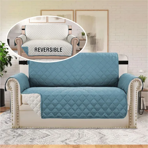 Vista 153 de H.VERSAILTEX Funda de sofá resistente al agua para sofá de 3 cojines, reversible, protector de muebles acolchado con correa elástica, funda de sofá