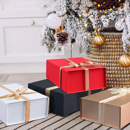 Vista 6 de LIFELUM Caja de regalo de 13.5 x 10 x 4 pulgadas, caja de regalo grande con tapas magnéticas, cajas de regalo negras para regalos de graduación