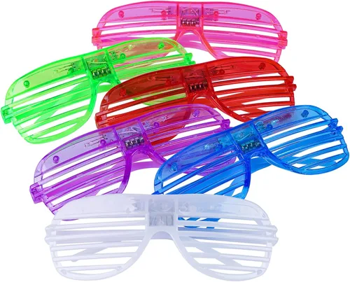 Vista 3 de 12 piezas de luz LED intermitente con obturador ranurado, sombras, regalos de fiesta, rellenos de bolsas (12)