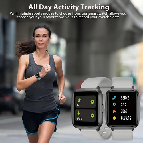Vista 4 de POIUZET Monitor de actividad física, reloj de fitness con oxígeno en sangre, monitor de frecuencia cardíaca, contador de calorías de pasos, monitor