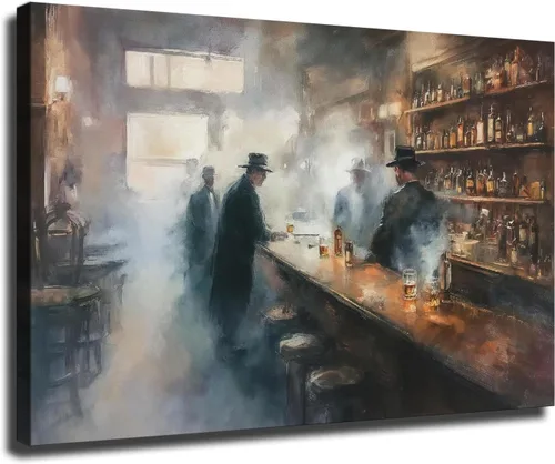 Vista 12 de CIDLNMY Póster de lienzo de la época de la Prohibición Speakeasy, póster vintage de la vida nocturna de los años 1920, arte de pared para salón