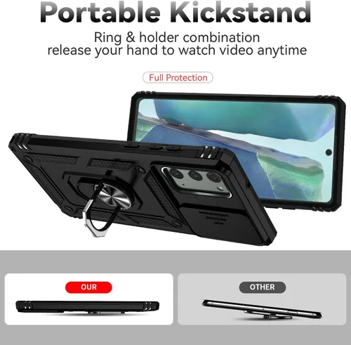 Vista 3 de Asuwish Funda de teléfono para Samsung Galaxy Note 20 5G con cubierta deslizante para cámara de vidrio templado, protector de pantalla de vidrio