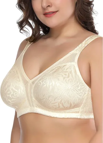 Vista 2 de Deyllo Women's Full Coverage Plus Size Comfort Minimizer Bra Wirefree Non Padded