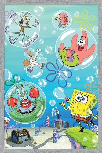 Vista 9 de Trends International Nickelodeon Spongebob Squarepants - Póster de burbujas de pared, 14.725 x 22.375 pulgadas, versión con marco de madera tipo