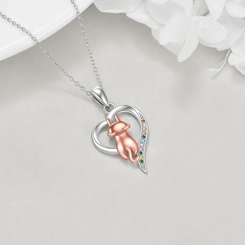 Vista 3 de YFN Collar de plata de ley 925 para amantes de los gatos, regalos de joyería para mujeres de 18 pulgadas