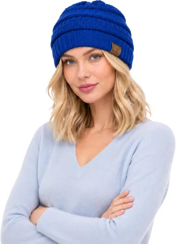 Vista 232 de C.C Trendy Warm Chunky Soft Stretch Cable Knit Beanie 0 Leopardo Gris claro