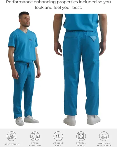 Vista 3 de Members Only Pantalón médico Hampton con parte inferior abierta para hombre uniforme médico uniforme de hospital