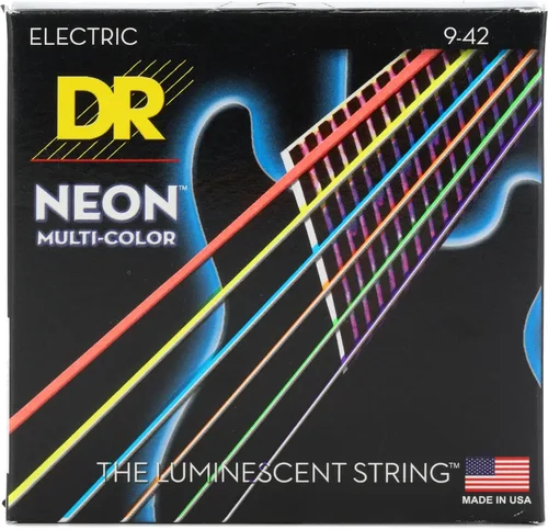 Vista 7 de DR Strings NBE-9 - Cuerdas para guitarra eléctrica de color azul neón de alta definición, cuerda ligera, 9-42