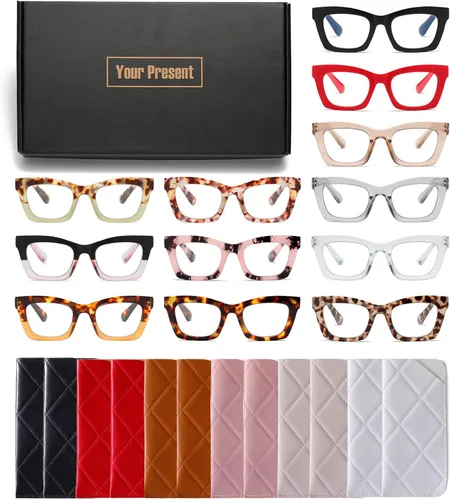 Vista 9 de Lentes de lectura elegantes para mujer con bloqueo de luz azul y bisagra de resorte
