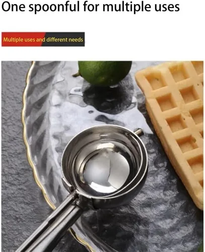 Vista 4 de Juego de 3 cucharas de helado para hornear galletas de acero inoxidable con agarre de goma antideslizante, cuchara para masa de galletas